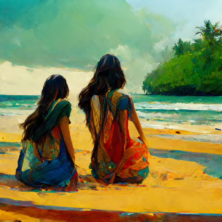 friends on beach in East Java