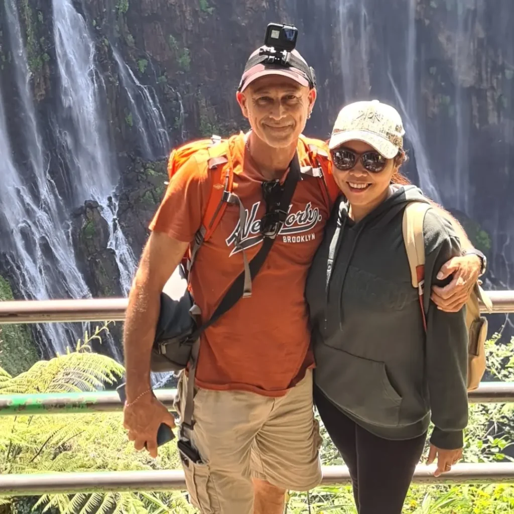 Brandon and Jessica at Tumpak Sewu Waterfall in East Java