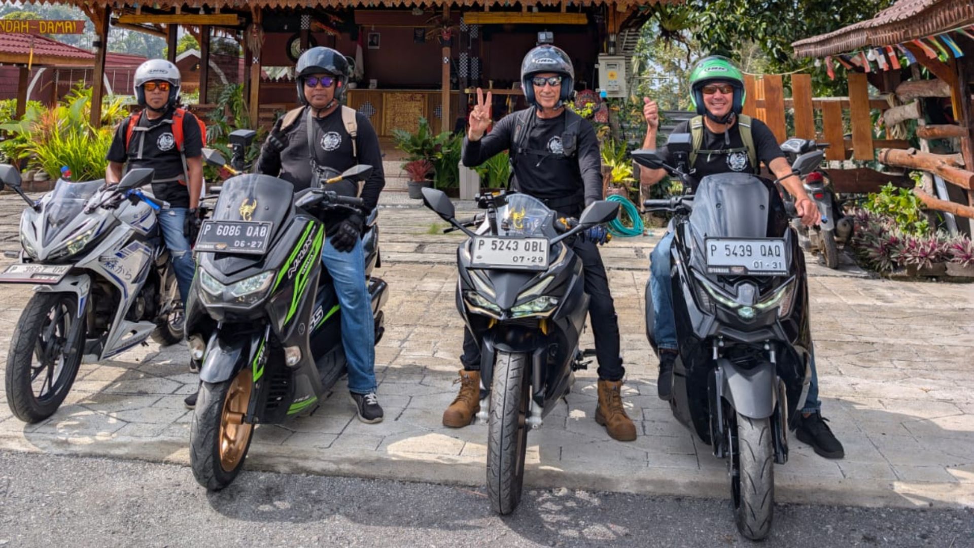 Four riders ready to explore with East Java Motorbike Tours