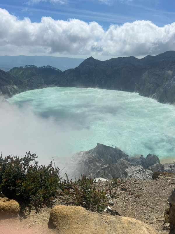 Mount Ijen blue crater lake in East Java